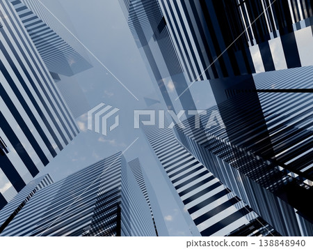 3D illustration of a cityscape made of glass buildings 3D illustration of a cityscape made of glass buildings 138848940