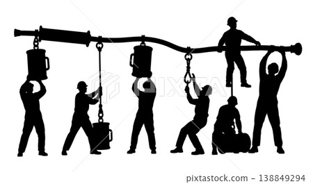 Black Solid Heavy Ship Hawse Pipe Replacement Silhouettes Set of Six on White Background 138849294