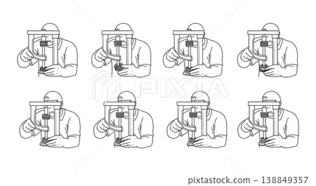 Black Solid Headset Press Tool Installation Silhouettes 138849357