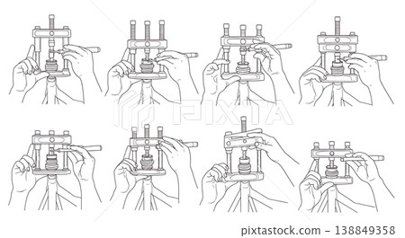 Black Solid Headset Press Tool Installation Silhouettes 138849358