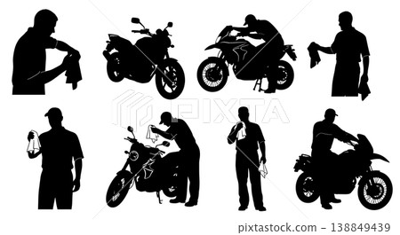 Black Solid Greasy Hands Wiping Towel Silhouettes 138849439