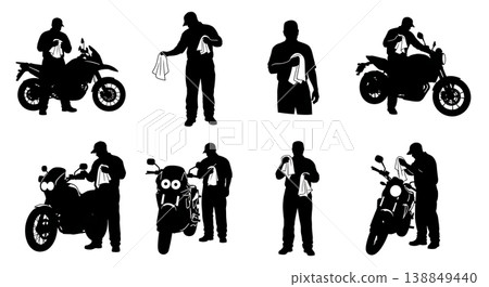 Black Solid Greasy Hands Wiping Towel Silhouettes Black Solid Greasy Hands Wiping Towel Silhouettes 138849440