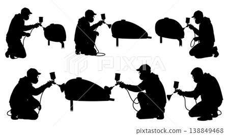 Black Solid Gas Tank Spray Painting Silhouettes Black Solid Gas Tank Spray Painting Silhouettes 138849468