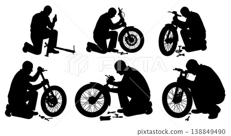 Black Solid Front Fork Seal Replacement Silhouettes Black Solid Front Fork Seal Replacement Silhouettes 138849490