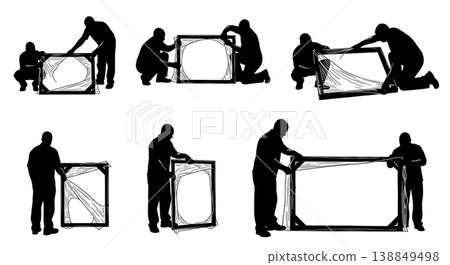 Black Solid Frame Protective Film Wrap Silhouettes Black Solid Frame Protective Film Wrap Silhouettes 138849498