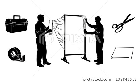 Black Solid Frame Protective Film Wrap Silhouettes 138849515