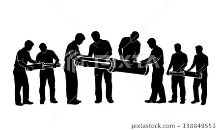 Black Solid Foam Grip Installation Mechanic Silhouettes Black Solid Foam Grip Installation Mechanic Silhouettes 138849551