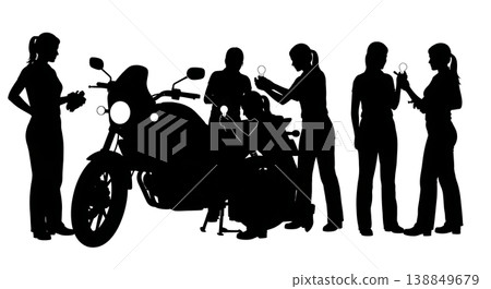 Black Solid Female Headlight Bulb Change Silhouettes Black Solid Female Headlight Bulb Change Silhouettes 138849679