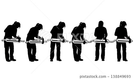 Black Solid Female Exhaust Polishing Silhouettes Black Solid Female Exhaust Polishing Silhouettes 138849693