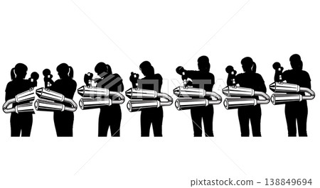 Black Solid Female Exhaust Polishing Silhouettes 138849694