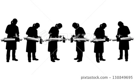 Black Solid Female Exhaust Polishing Silhouettes 138849695