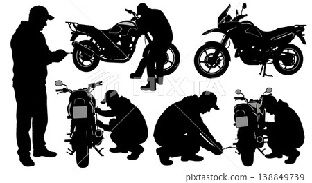 Black Solid Exhaust Pipe Leak Patching Silhouettes Black Solid Exhaust Pipe Leak Patching Silhouettes 138849739