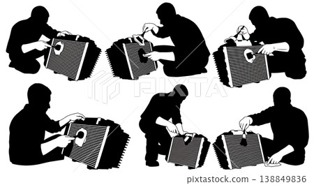 Black Solid Engine Cooling Fin Cleaning Silhouettes 138849836