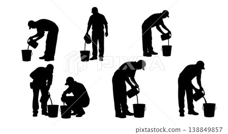 Black Solid Engine Coolant Flush Service Silhouettes Set of Six on White Background Black Solid Engine Coolant Flush Service Silhouettes Set of Six on White Background 138849857
