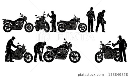 Black Solid Engine Cooling Fin Cleaning Silhouettes 138849858