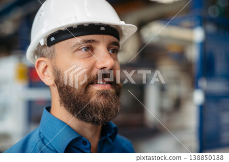 A portrait of project manager or engineer a factory, working. 138850188