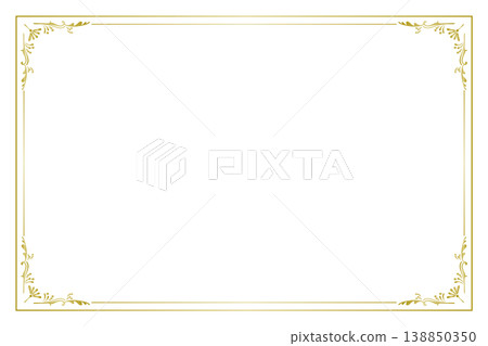 歐洲復古風格相框，白色背景 - 金色 - 菊花 138850350