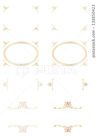 Antique-style gold frame and decorative border set - perfect for weddings, awards, and gift message cards. Antique-style gold frame and decorative border set - perfect for weddings, awards, and gift message cards. 138850423