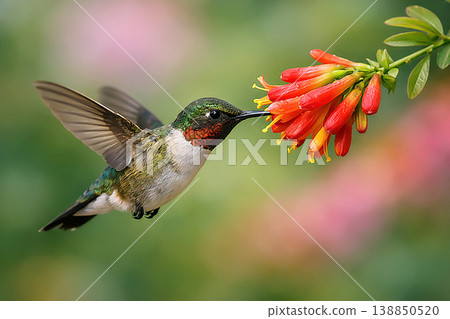 蜂鳥從花中吸食花蜜 138850520