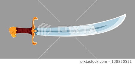Cartoon pirate sword weapon, corsair saber cols steel arms with sparkling blade. Vector gleaming rover sabre, symbol of war, swashbuckling fights, danger, adventure and daring voyage on the high seas Cartoon pirate sword weapon, corsair saber cols steel arms with sparkling blade. Vector gleaming rover sabre, symbol of war, swashbuckling fights, danger, adventure and daring voyage on the high seas 138850551