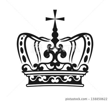 Heraldic emperor monarch crown or jewelry. Antique heraldic monarch crown, vintage medieval king tiara. Ancient Coat of Arms emperor hat Heraldic emperor monarch crown or jewelry. Antique heraldic monarch crown, vintage medieval king tiara. Ancient Coat of Arms emperor hat 138850622
