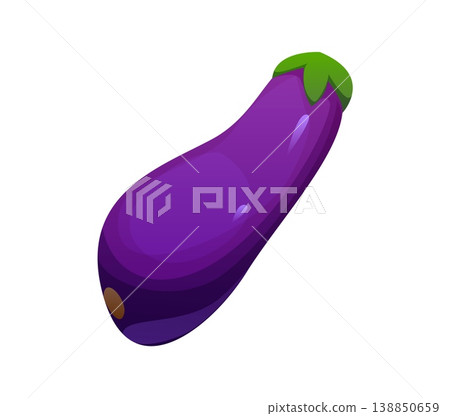 Cartoon slash sign as ripe eggplant vegetable, agriculture typeface, farm font, harvest type, funny alphabet symbol. Vector typography glyph as natural veg plant, eco typeface, typographic character 138850659
