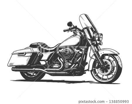 Cruiser Motorcycle Black and White Illustration Cruiser Motorcycle Black and White Illustration 138850993
