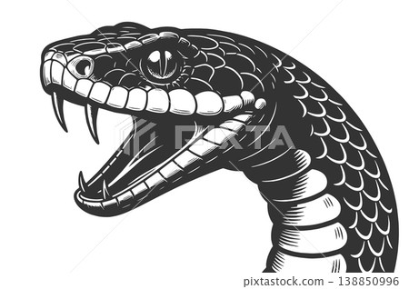 Snake Head With Fangs engraving raster 138850996