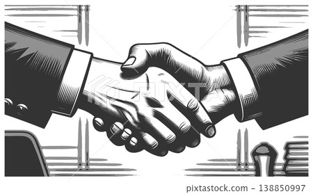 Two Businessmen Shaking Hands in Agreement 138850997