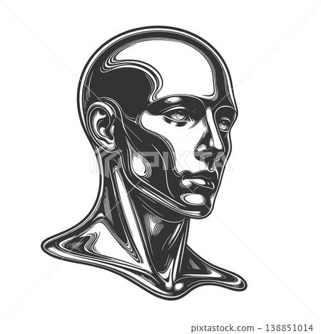 Futuristic Human Head Metallic Anatomy vector 138851014