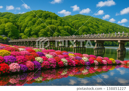 Beatiful bridge in flower season Beatiful bridge in flower season 138851227