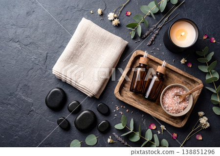 An overview of aromatherapy products and copy space An overview of aromatherapy products and copy space 138851296