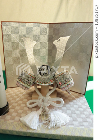 May doll helmet silver Japanese style Japanese traditional kabuto May doll helmet silver Japanese style Japanese traditional kabuto 138851717