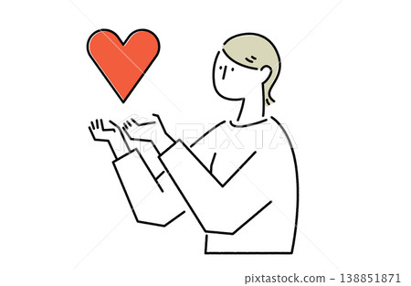 A woman with a heart floating above her head A woman with a heart floating above her head 138851871