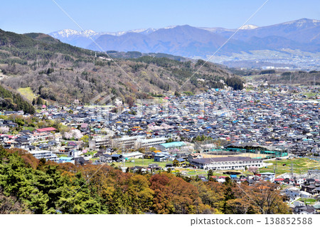 從西南方向眺望淺川小學週邊地區 / 遠處可見高城山（中野市）（長野縣長野市）[2026.4] 138852588