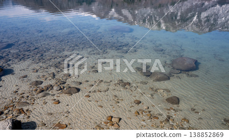 The lakebed of Lake Aoki, a lake with exceptionally clear waters, in Omachi City, Nagano Prefecture. The lakebed of Lake Aoki, a lake with exceptionally clear waters, in Omachi City, Nagano Prefecture. 138852869