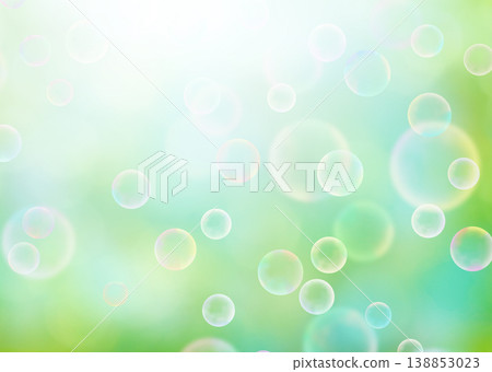 Soap bubbles with green background 138853023