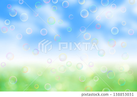 Soap bubbles with green background Soap bubbles with green background 138853031