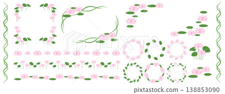 Lotus flower frame and decoration set 138853090