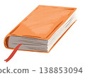 Watercolor style vector illustration of orange closed book on white background 138853094