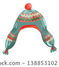 Watercolor style vector illustration of blue peruvian chullo hat isolated on white background 138853102