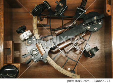 Vintage Sextant Maritime Navigation Instrument Nautical Tool Astronomy Device Vintage Sextant Maritime Navigation Instrument Nautical Tool Astronomy Device 138853274