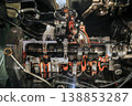 Car Engine Cutaway Showing Internal Combustion Components Close Up 138853287