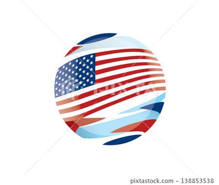 Bright and lively global depiction emphasizing US flags to demonstrate worldwide engagement 138853538