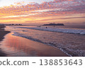 Shonan Tsujido Beach: A beautiful sunrise sky and Enoshima Island. 138853643