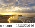 Shonan Tsujido Beach: Sunrise, Enoshima Island, and the silhouette of a fisherman. 138853646