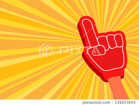 Red Foam Finger Number One Fan on Sunburst Stock Illustration. Red Foam Finger Number One Fan on Sunburst Stock Illustration. 138853693