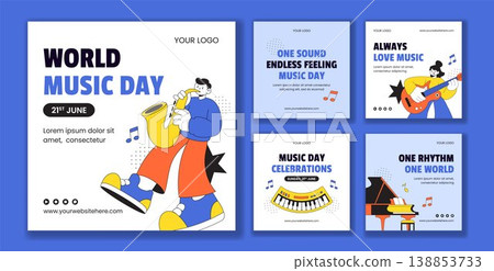 Flat Cartoon Hand Drawn Background Illustration Social Media Post World Music Day Flat Cartoon Hand Drawn Background Illustration Social Media Post World Music Day 138853733