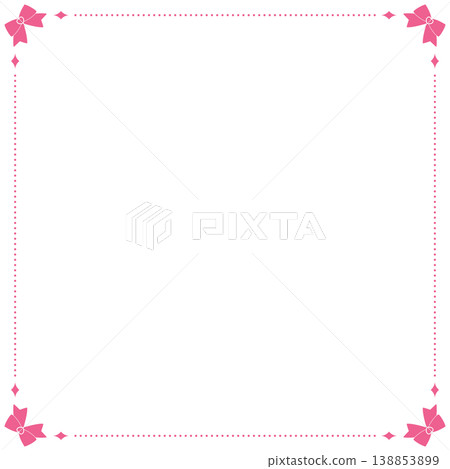 Simple ribbon square frame - pink - 138853899