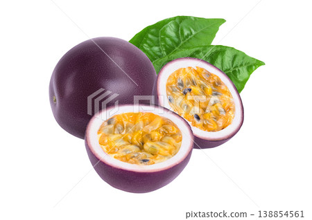 passion fruits with half isolated on white background. maracuya with full depth of field 138854561